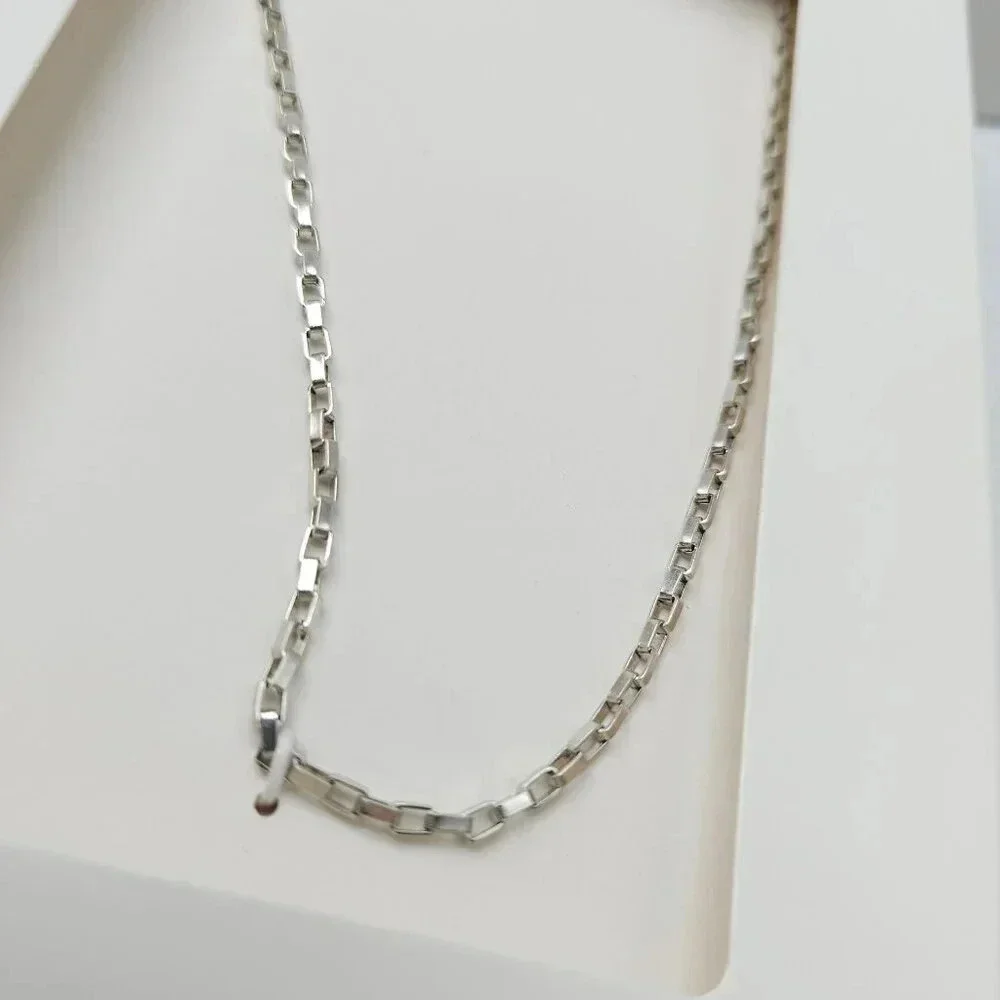 Zara 925 Sterling Silver Plated Box Chain Necklace